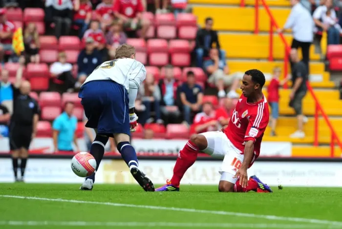 Framed Print : Bristol City's Offside Goal: Maynard's Disallowed Effort vs. Ipswich Town (Championship, 06 / 08 / 2011)