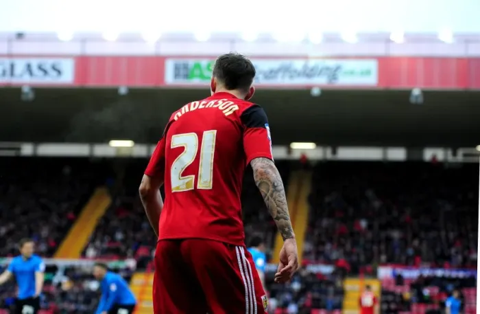 Framed Print : Bristol City's Paul Anderson in Action during the Npower Championship Match against Nottingham Forest, 2013
