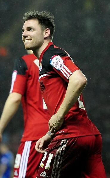Bristol City's Paul Anderson Celebrates Second Goal Against Watford, 29 January 2013