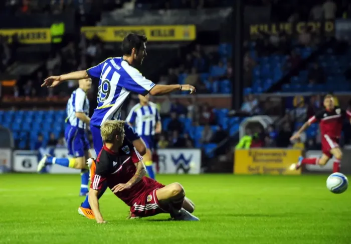 Framed Print : Bristol City's Paul Anderson Scores the Goal: Kilmarnock vs. Bristol City Pre-Season Friendly, 2012