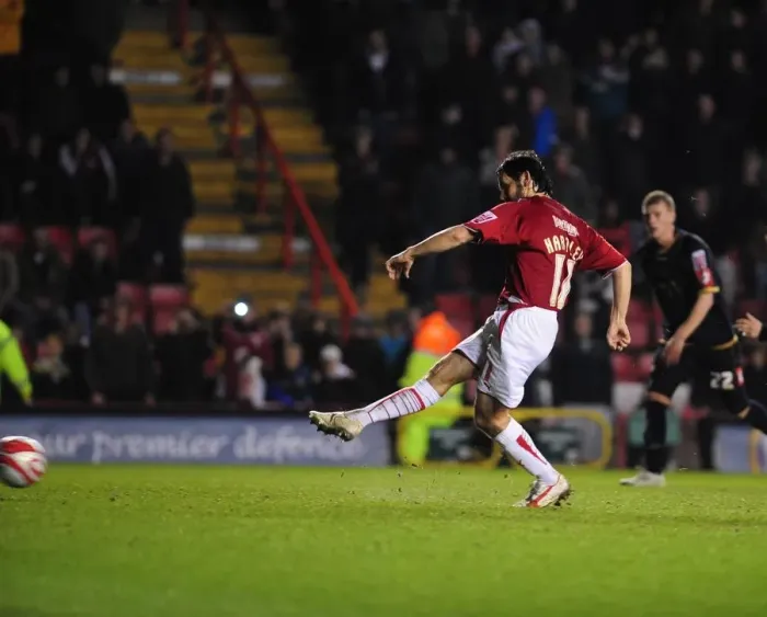 Framed Print : Bristol City's Paul Hartley Scores Penalty No. 5: Championship Clash vs Barnsley (23 / 03 / 2010)
