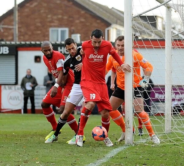 Bristol City's Pressure: Tony Capaldi Clears the Ball for Tamworth in FA Cup Second Round