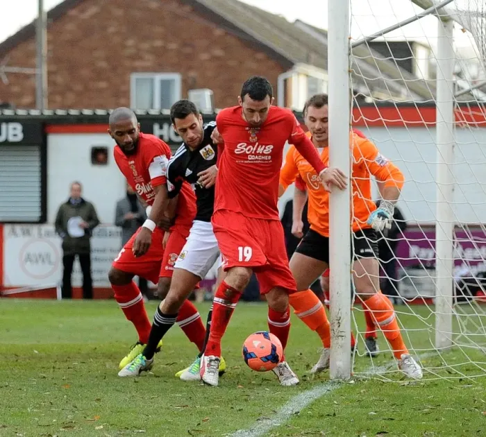 Framed Print : Bristol City's Pressure: Tony Capaldi Clears the Ball for Tamworth in FA Cup Second Round Framed Print : Bristol City's Pressure: Tony Capaldi Clears the Ball for Tamworth in FA Cup Second Round
