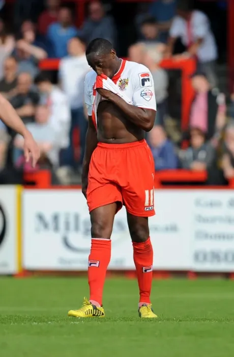 Framed Print : Bristol City's Promotion: Agony for Stevenage's Lucas Akins