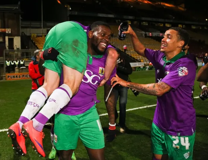 Framed Print : Bristol City's Promotion Triumph: The Euphoric Moment at Valley Parade