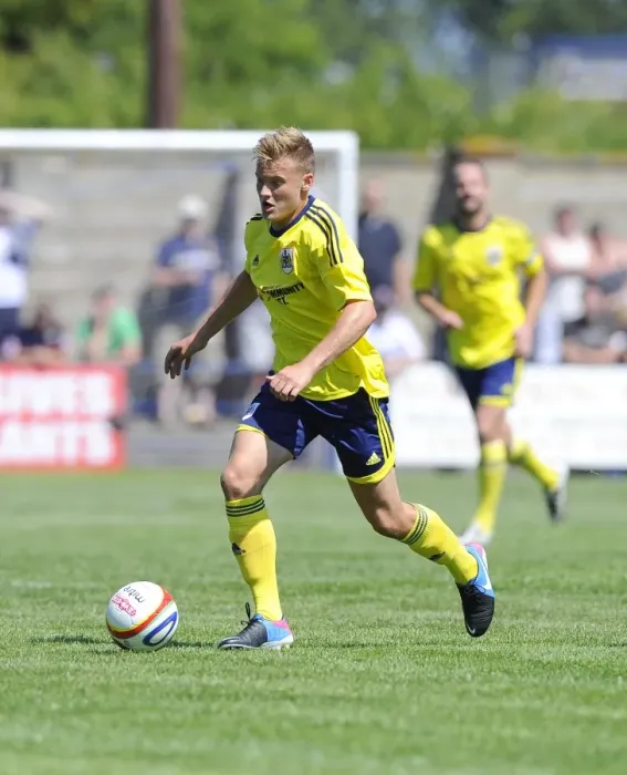 Framed Print : Bristol City's Rhys Jordan in Pre-Season Action Against Clevedon Town, 2013 Framed Print : Bristol City's Rhys Jordan in Pre-Season Action Against Clevedon Town, 2013