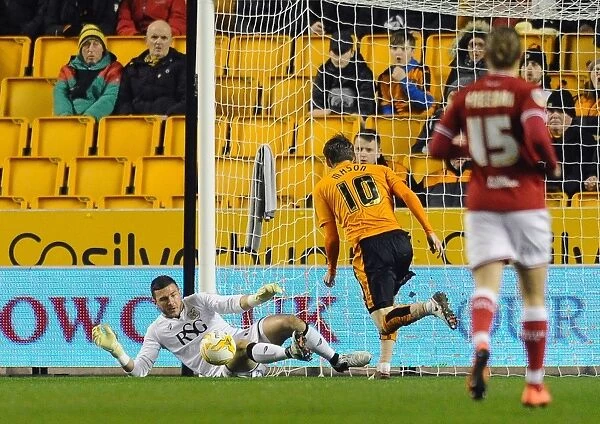 Bristol City's Richard O'Donnell Makes a Save in Wolves Showdown, Sky Bet Championship 2016