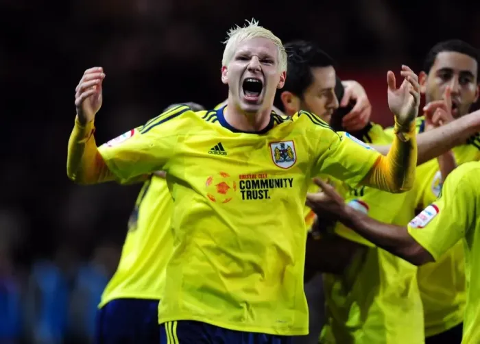 Framed Print : Bristol City's Ryan McGivern Celebrates Goal Against Southampton in Championship Match, December 2011 Framed Print : Bristol City's Ryan McGivern Celebrates Goal Against Southampton in Championship Match, December 2011