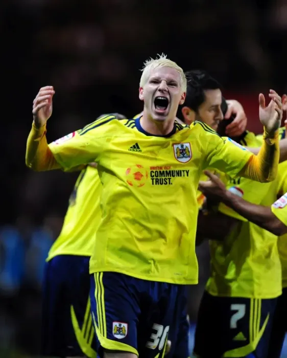 Framed Print : Bristol City's Ryan McGivern Celebrates Goal vs Southampton (Championship, Dec 2011) Framed Print : Bristol City's Ryan McGivern Celebrates Goal vs Southampton (Championship, Dec 2011)