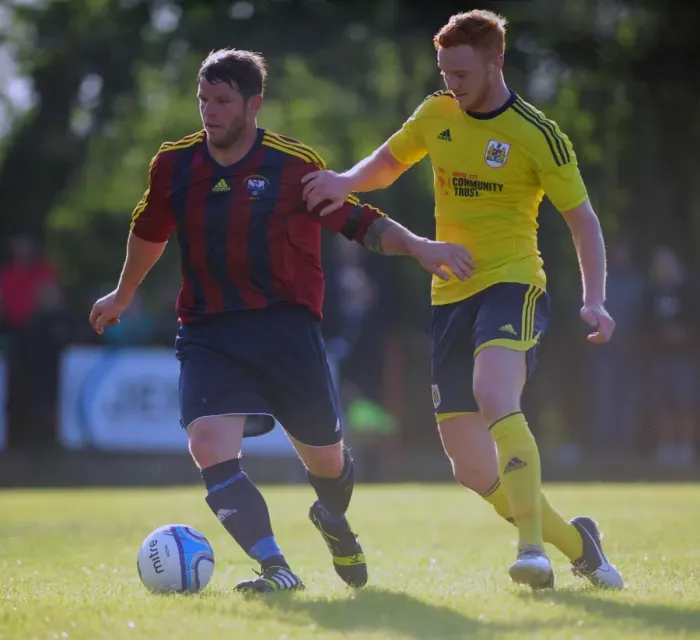Framed Print : Bristol City's Ryan Taylor Battles for the Ball in Pre-Season Friendly Against Ashton and Backwell United Framed Print : Bristol City's Ryan Taylor Battles for the Ball in Pre-Season Friendly Against Ashton and Backwell United