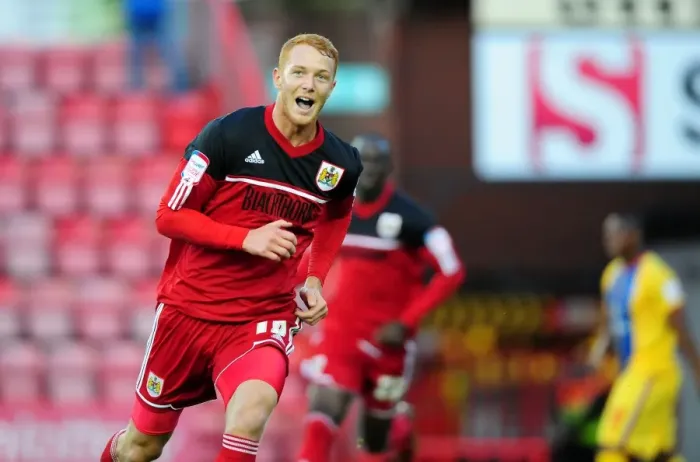 Framed Print : Bristol City's Ryan Taylor Celebrates Opening Goal Against Crystal Palace, 2012 Championship Match