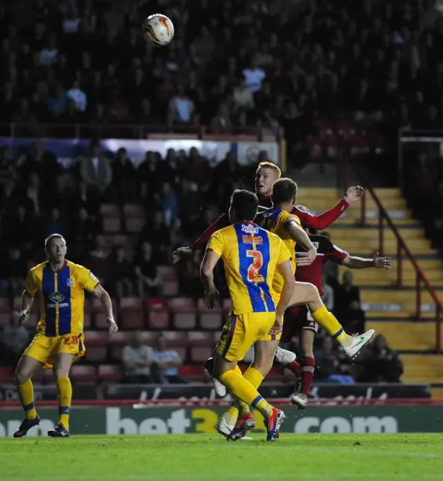 Framed Print : Bristol City's Ryan Taylor Narrowly Misses Header Goal Against Crystal Palace in 2012 Championship Match