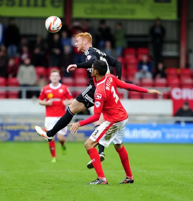 Framed Print : Bristol City's Ryan Taylor Scores at Crewe: Football Action from the Sky Bet League One Match, October 2013