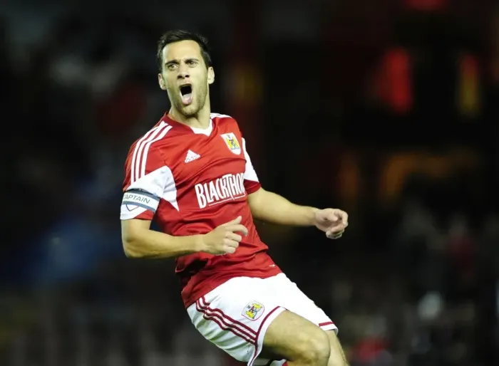 Framed Print : Bristol City's Sam Baldock in Action Against Brentford (October 2013) Framed Print : Bristol City's Sam Baldock in Action Against Brentford (October 2013)