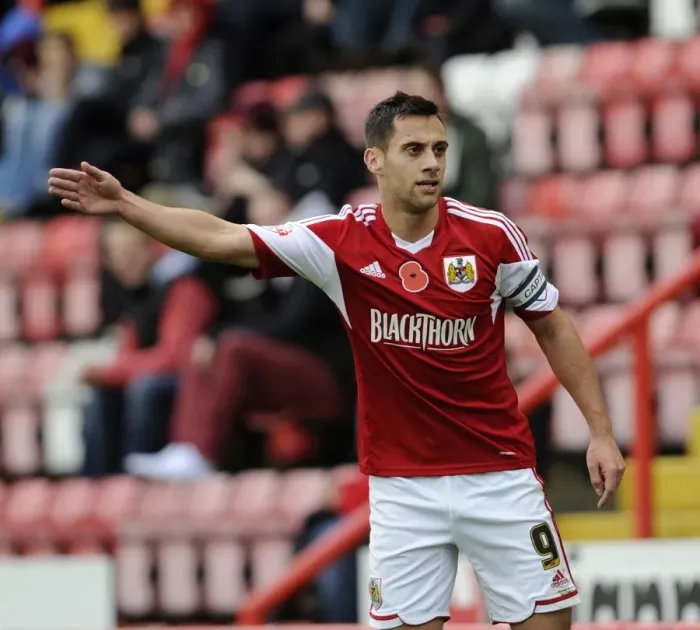 Framed Print : Bristol City's Sam Baldock in Action during FA Cup First Round at Ashton Gate