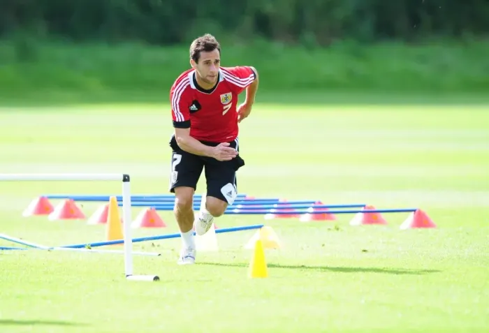 Framed Print : Bristol City's Sam Baldock in Action during Training, September 2012