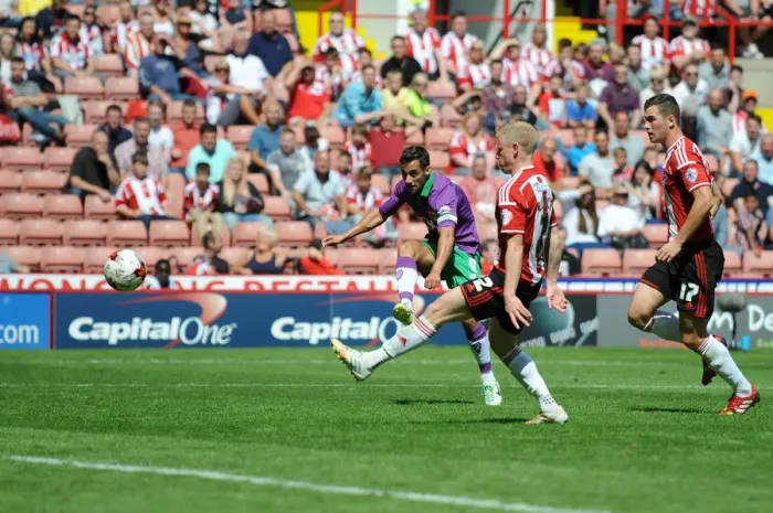 Framed Print : Bristol City's Sam Baldock Aims for Glory: First Shot of Sky Bet League One Season at Bramal Lane (Sheffield United vs. Bristol City) Framed Print : Bristol City's Sam Baldock Aims for Glory: First Shot of Sky Bet League One Season at Bramal Lane (Sheffield United vs. Bristol City)
