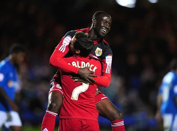 Bristol City's Sam Baldock and Albert Adomah Celebrate Goals Against Peterborough United, Championship 2012