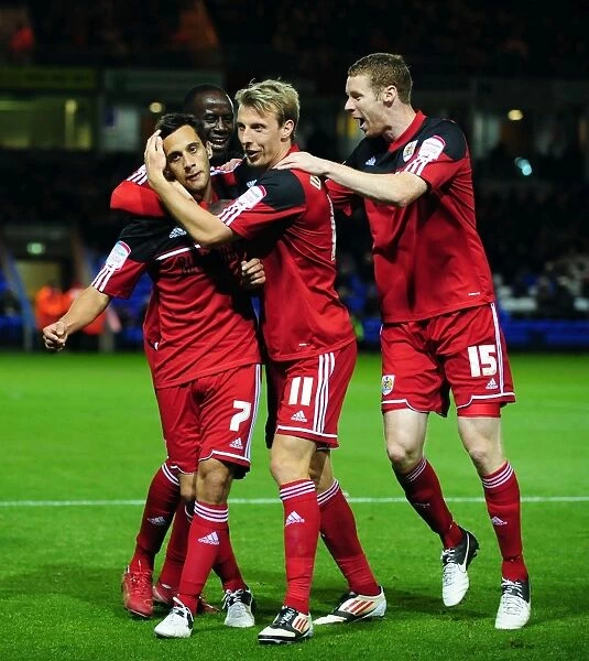 Bristol City's Sam Baldock Celebrates First Goal Against Peterborough United, Championship 2012