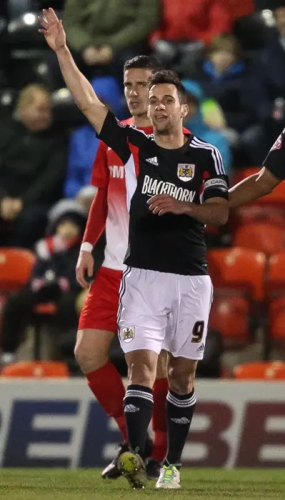 Framed Print : Bristol City's Sam Baldock Celebrates First Goal Against Leyton Orient, Sky Bet League One, 2014