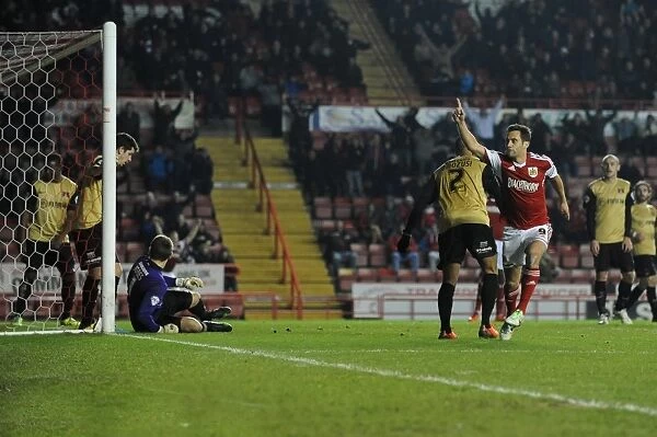 Bristol City's Sam Baldock Celebrates Goal Against Leyton Orient in Sky Bet League One (November 2013)