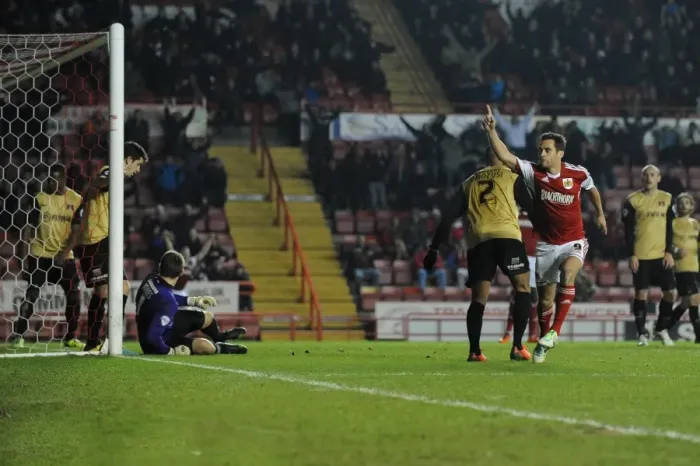 Framed Print : Bristol City's Sam Baldock Celebrates Goal Against Leyton Orient in Sky Bet League One (November 2013) Framed Print : Bristol City's Sam Baldock Celebrates Goal Against Leyton Orient in Sky Bet League One (November 2013)