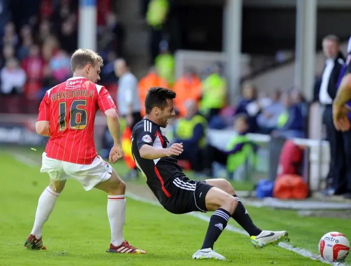 Framed Print : Bristol City's Sam Baldock Fouled by Walsall's James Baxendale during Sky Bet League One Match Framed Print : Bristol City's Sam Baldock Fouled by Walsall's James Baxendale during Sky Bet League One Match