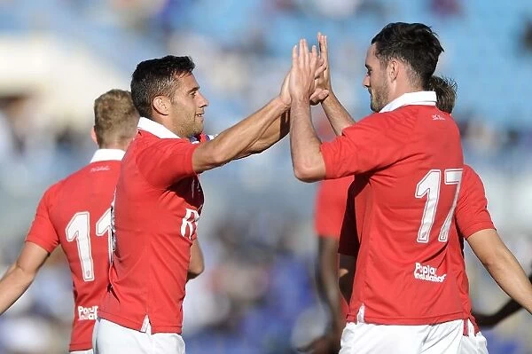 Bristol City's Sam Baldock and Greg Cunningham Celebrate Goal during Extension Gunners vs. Bristol City, 2014