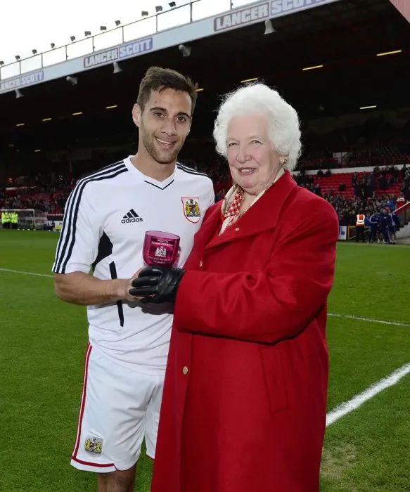 Framed Print : Bristol City's Sam Baldock Named Player of the Season in Thrilling 2014 Match Against Crewe