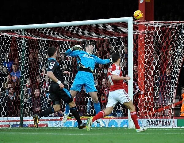 Bristol City's Sam Baldock Narrowly Misses Goal Against Stevenage