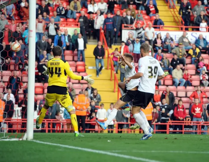 Framed Print : Bristol City's Sam Baldock Narrowly Misses Late Goal Against Colchester United