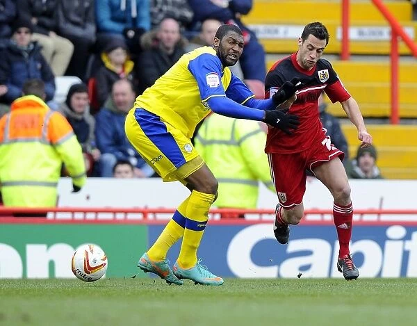 Bristol City's Sam Baldock Outmaneuvers Sheffield Wednesday Defender, April 1, 2013