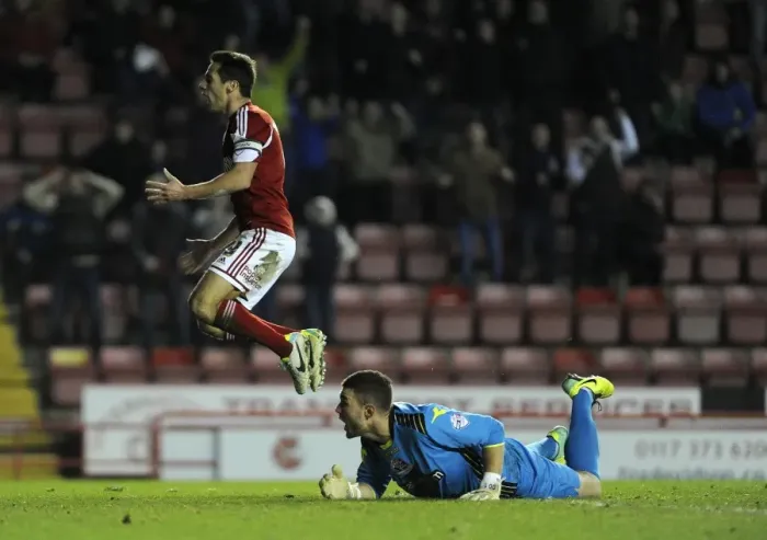 Framed Print : Bristol City's Sam Baldock Reacts After Near Miss vs. Walsall (December 2013)