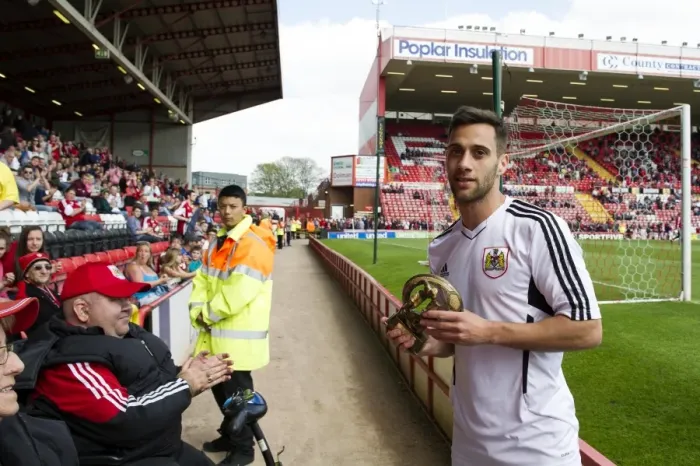 Framed Print : Bristol City's Sam Baldock Receives Player of the Season Award from Disabled Fan Rob Wood Framed Print : Bristol City's Sam Baldock Receives Player of the Season Award from Disabled Fan Rob Wood
