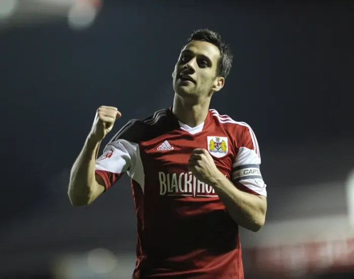 Framed Print : Bristol City's Sam Baldock Roars with Triumph After Scoring Against Leyton Orient (November 2013)