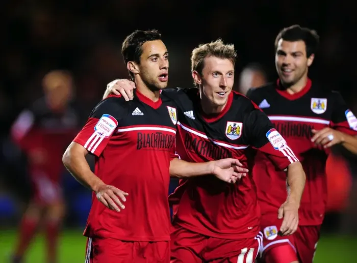 Framed Print : Bristol City's Sam Baldock Scores Brace: 0-2 Win Over Peterborough United (Championship 2012)