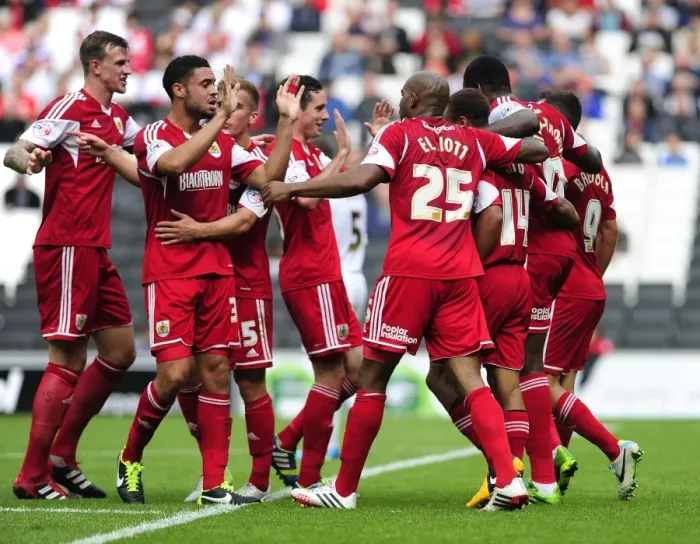 Framed Print : Bristol City's Sam Baldock Scores and Celebrates with Team Mates against Milton Keynes Dons, 2013 Framed Print : Bristol City's Sam Baldock Scores and Celebrates with Team Mates against Milton Keynes Dons, 2013