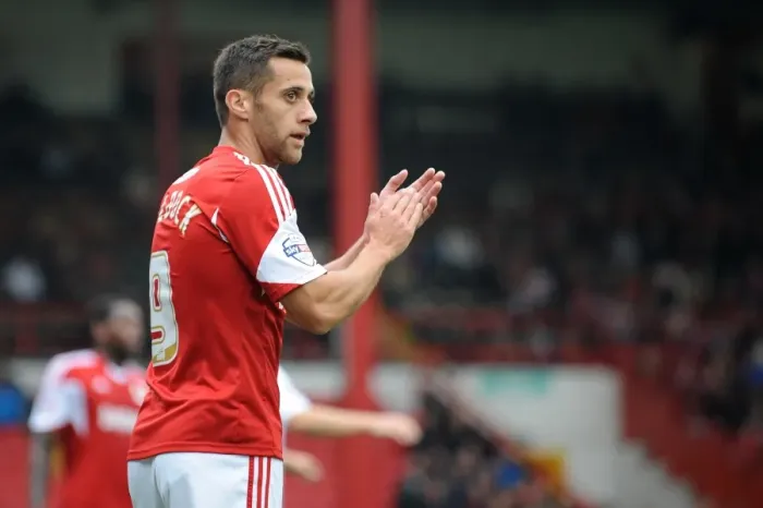 Framed Print : Bristol City's Sam Baldock Scores Against Colchester United in Sky Bet League One (September 2013)