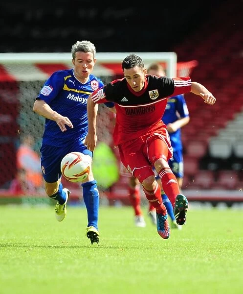 Bristol City's Sam Baldock Scores Past Cardiff City's Defense, Greg Cunningham Assists - Championship Match, August 2012