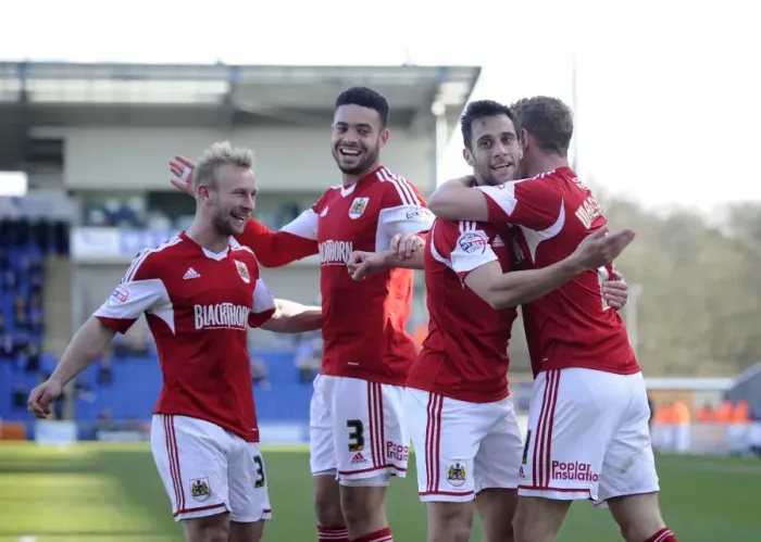 Framed Print : Bristol City's Sam Baldock Scores the Winning Goal Against Colchester United