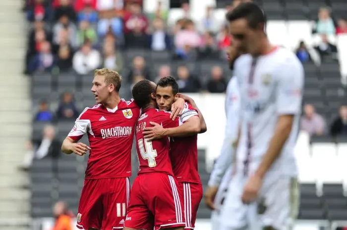 Framed Print : Bristol City's Sam Baldock and Team Mates Celebrate Goal Against Milton Keynes Dons, 2013 Framed Print : Bristol City's Sam Baldock and Team Mates Celebrate Goal Against Milton Keynes Dons, 2013