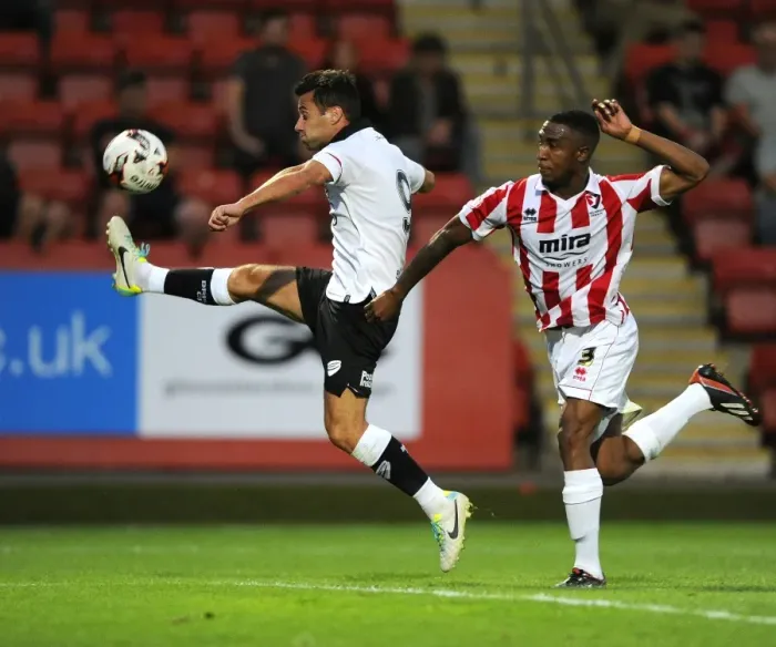 Framed Print : Bristol City's Sam Baldock vs. Cheltenham Town's Craig Braham-Barrett - Football Rivalry on the Pitch Framed Print : Bristol City's Sam Baldock vs. Cheltenham Town's Craig Braham-Barrett - Football Rivalry on the Pitch