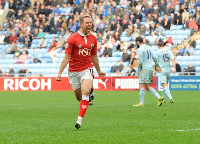 Framed Print : Bristol City's Scott Wagstaff Celebrates Goal Against Coventry City - Sky Bet League One Rivalry Framed Print : Bristol City's Scott Wagstaff Celebrates Goal Against Coventry City - Sky Bet League One Rivalry
