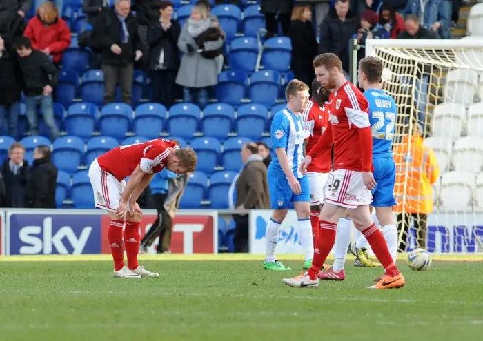 Framed Print : Bristol City's Scott Wagstaff Disappointed in 2-2 Draw Against Colchester United Framed Print : Bristol City's Scott Wagstaff Disappointed in 2-2 Draw Against Colchester United