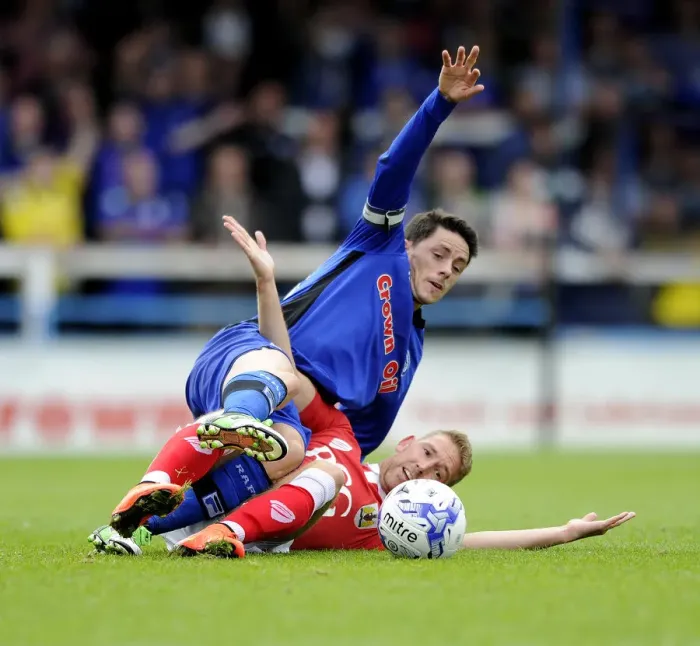 Framed Print : Bristol City's Scott Wagstaff Fouls Rochdale's Ian Henderson During Sky Bet League One Match