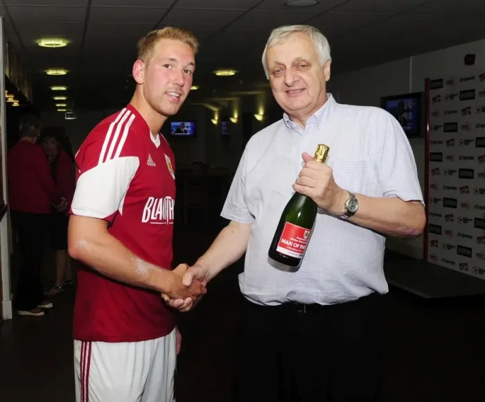Framed Print : Bristol City's Scott Wagstaff Receives Man of the Match Award vs. Bradford City (August 3, 2013) Framed Print : Bristol City's Scott Wagstaff Receives Man of the Match Award vs. Bradford City (August 3, 2013)