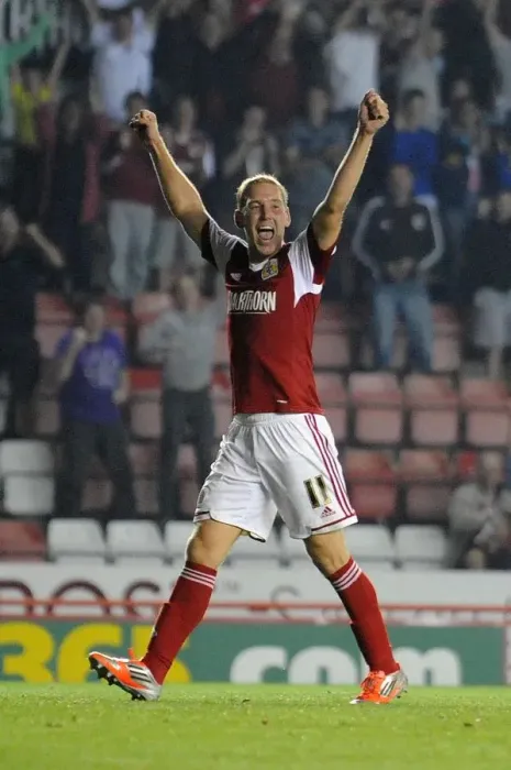 Framed Print : Bristol City's Scott Wagstaff Scores Thrilling Winning Goal Against Crystal Palace in Capital One Cup Framed Print : Bristol City's Scott Wagstaff Scores Thrilling Winning Goal Against Crystal Palace in Capital One Cup