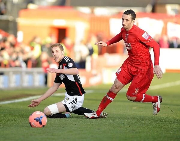 Bristol City's Scott Wagstaff Tackled by Tamworth's Tony Capaldi during FA Cup Match