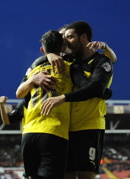 Framed Print : Bristol City's Sean Murray Scores the Upset: Celebrating with Team Mates Against Watford in FA Cup Framed Print : Bristol City's Sean Murray Scores the Upset: Celebrating with Team Mates Against Watford in FA Cup
