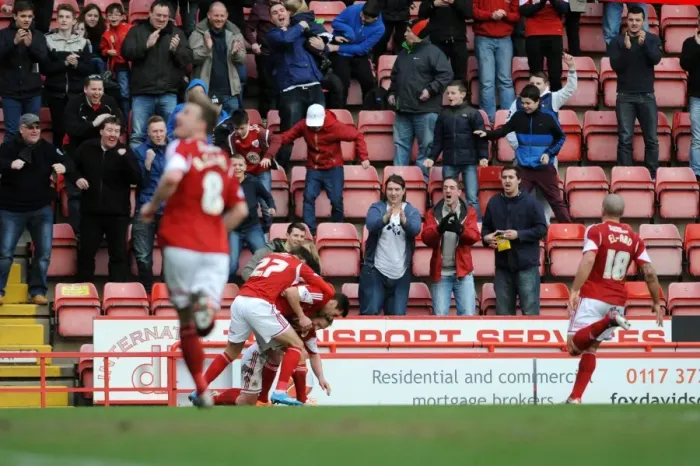 Framed Print : Bristol City's Simon Gillett Scores Game-winning Goal: Euphoric Celebration with Team Mates Framed Print : Bristol City's Simon Gillett Scores Game-winning Goal: Euphoric Celebration with Team Mates